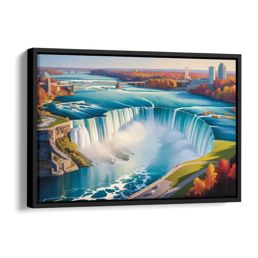 Niagara Falls from Above Side - Black Canvas Wall Art