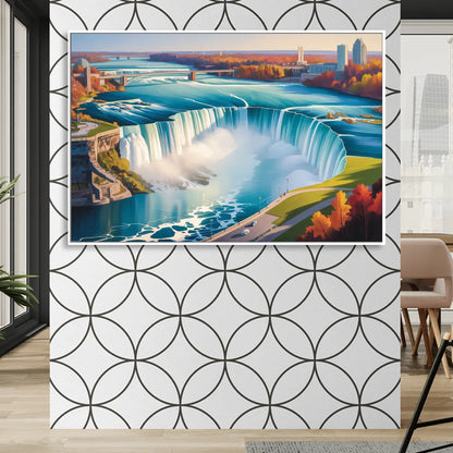 Niagara Falls from Above Sitting Room - White Canvas Wall Art
