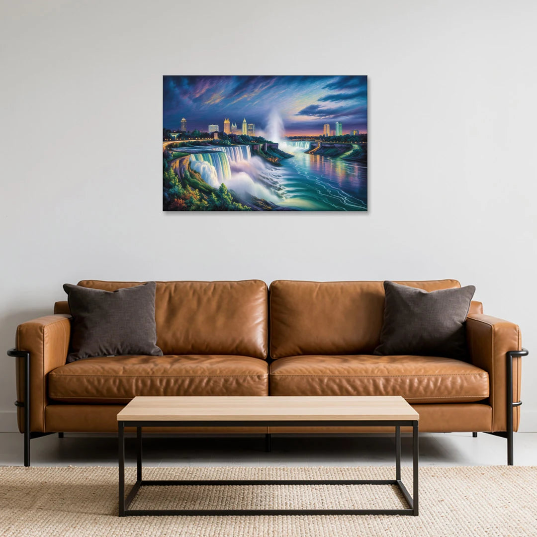 Niagara Night Skyline - Canvas Wall Art - Sofa - 36x24