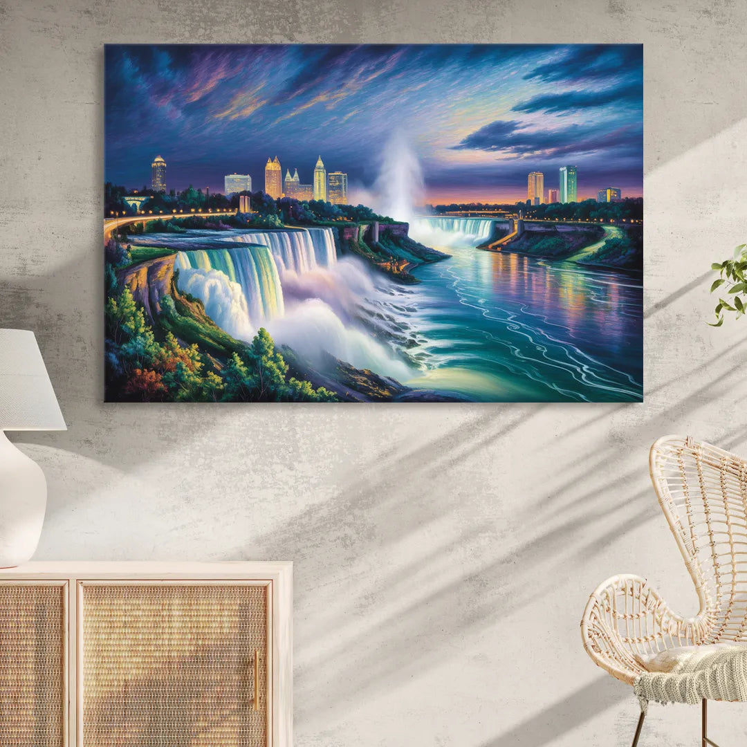 Niagara Night Skyline Sitting Room - Canvas Wall Art