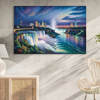 Niagara Night Skyline Sitting Room - Canvas Wall Art