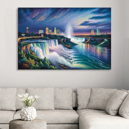 Niagara Night Skyline Living Room - Canvas Wall Art