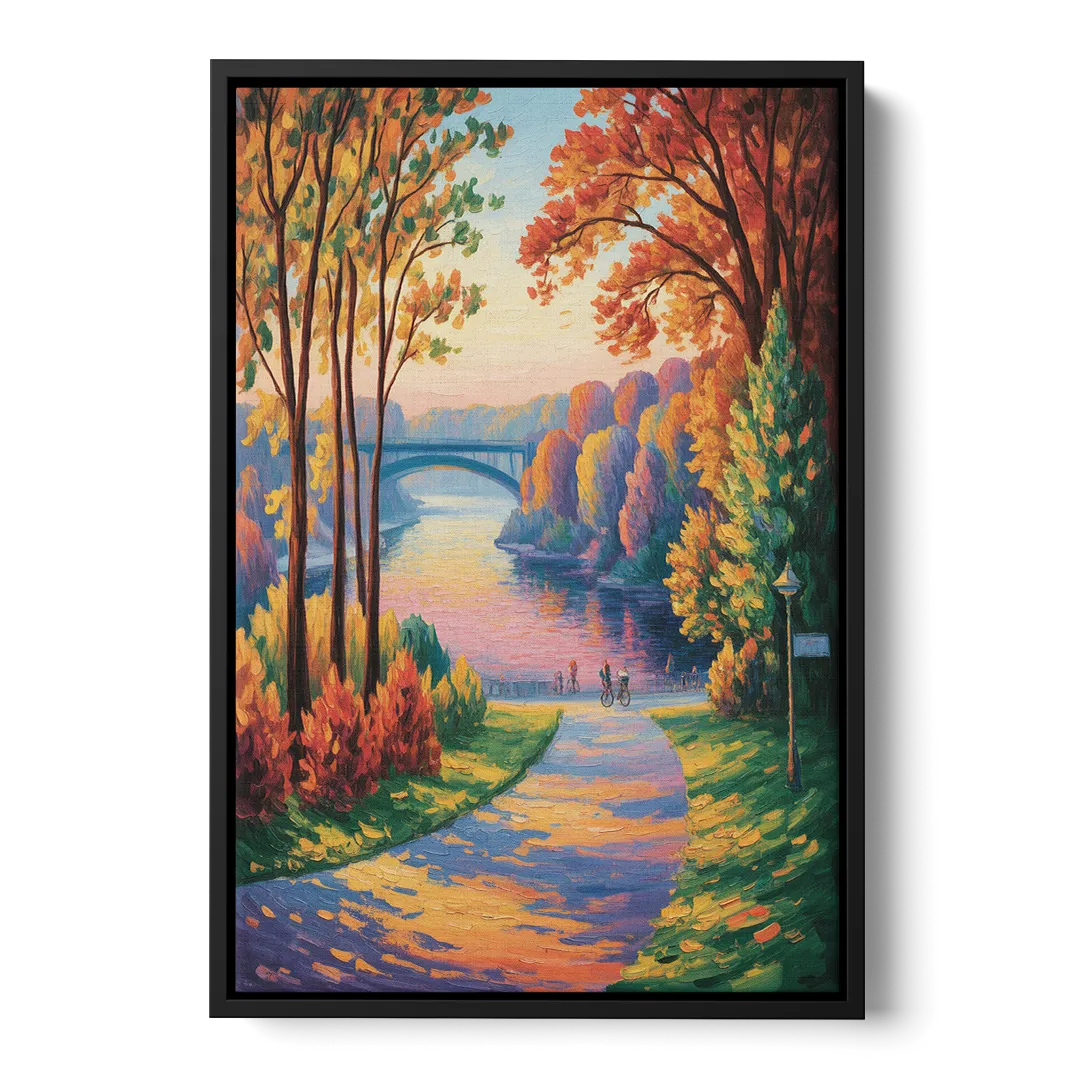 Niagara Parkway Autumn Front - Black Canvas Wall Art