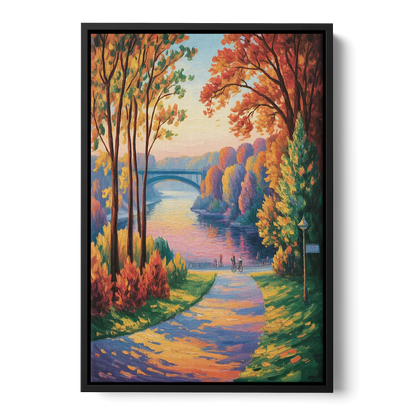 Niagara Parkway Autumn Front - Black Canvas Wall Art