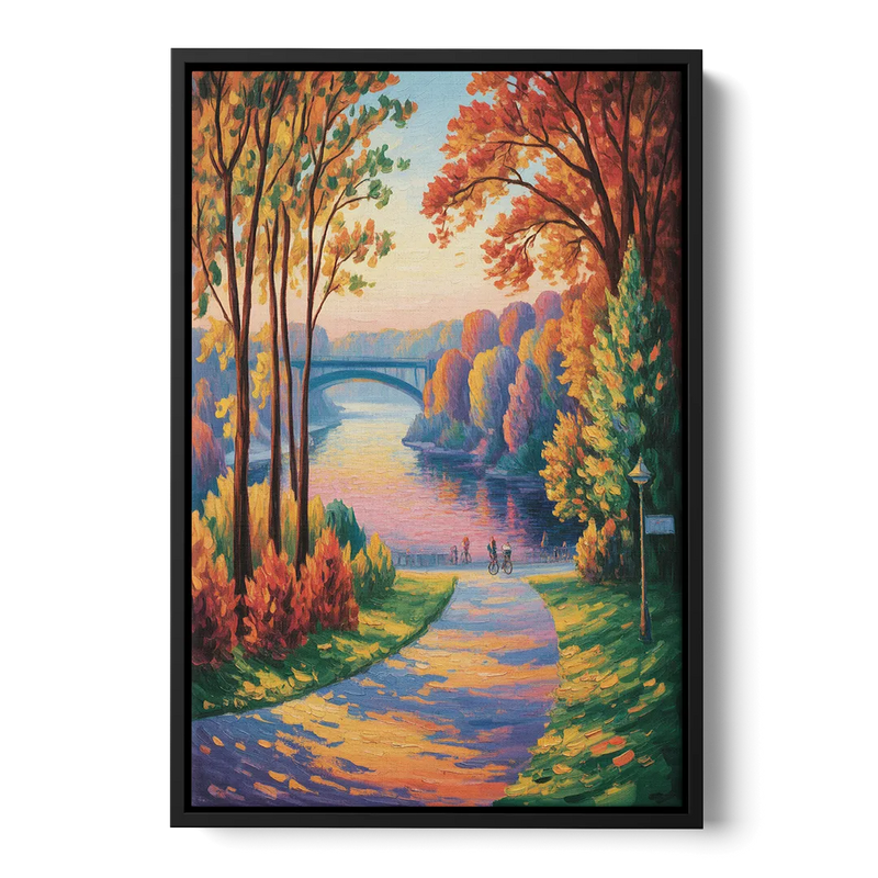 Niagara Parkway Autumn Front - Black Canvas Wall Art