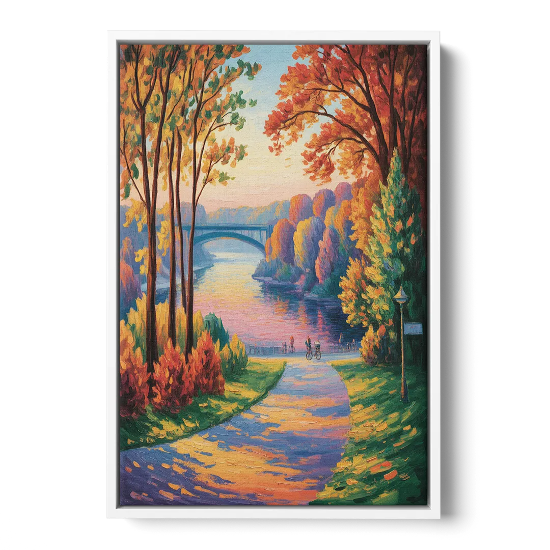 Niagara Parkway Autumn Front - White Canvas Wall Art