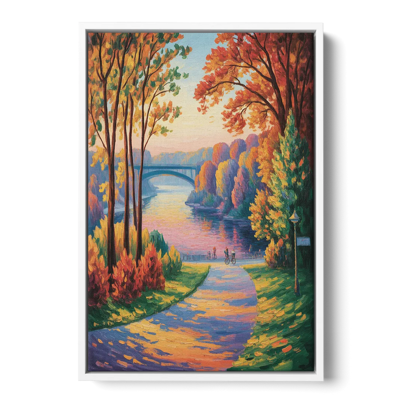 Niagara Parkway Autumn Front - White Canvas Wall Art