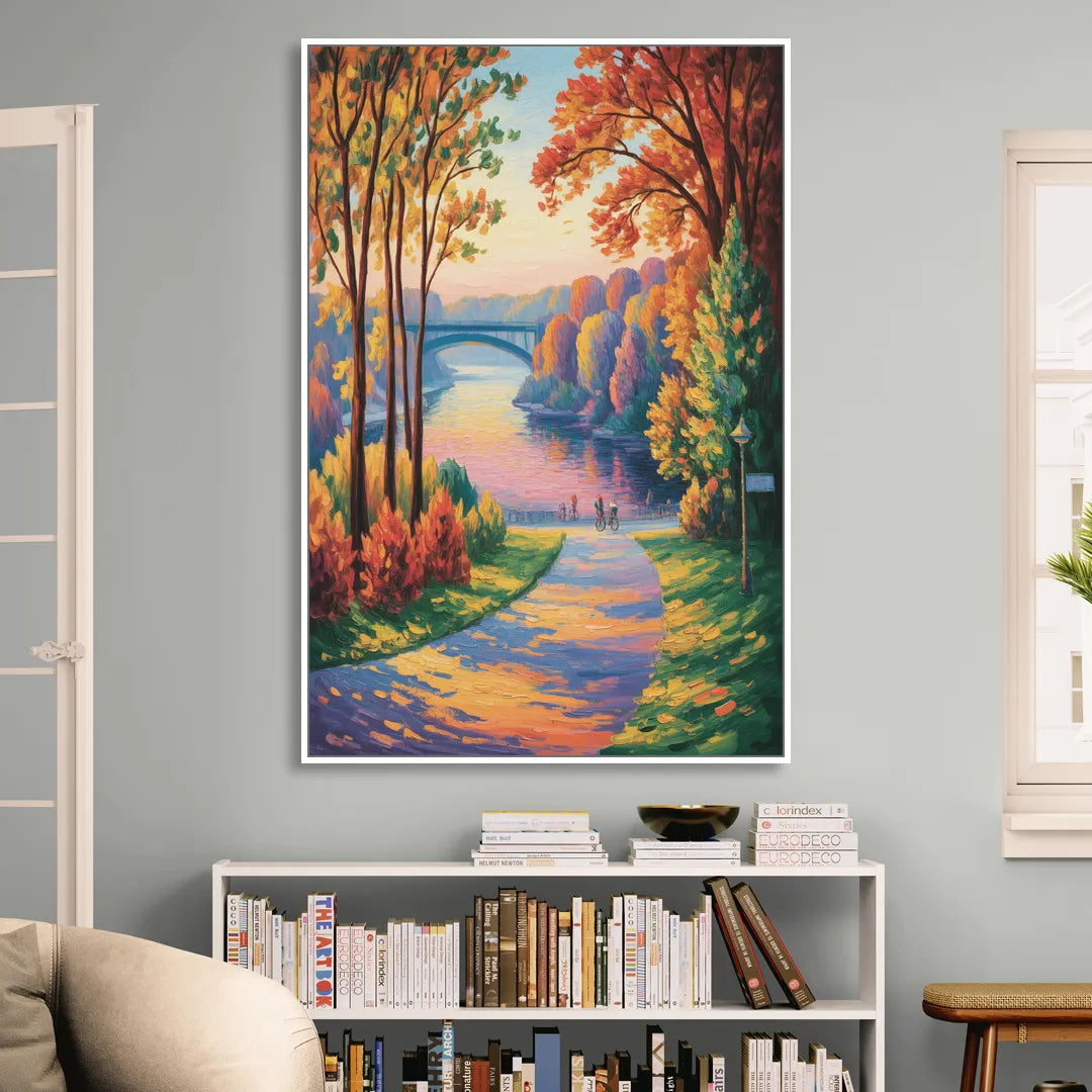 Niagara Parkway Autumn Living Room - White Canvas Wall Art
