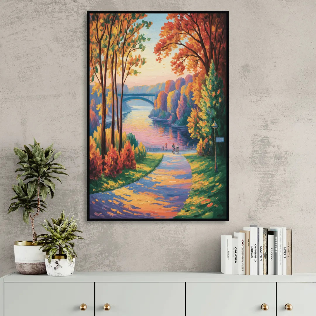 Niagara Parkway Autumn Living Room - Black Canvas Wall Art