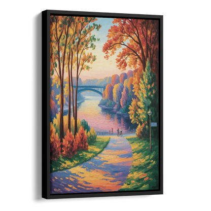 Niagara Parkway Autumn Side - Black Canvas Wall Art