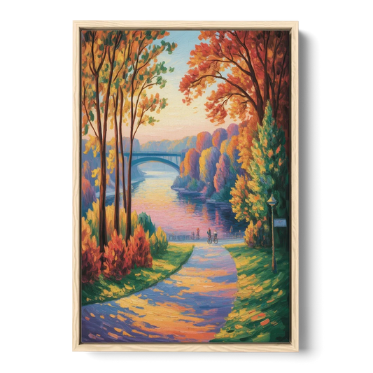 Niagara Parkway Autumn - Oak Framed Canvas Wall Art - Front