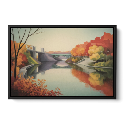 Niagara Parkway Autumn Scenic - Black Framed Canvas Wall Art - Front
