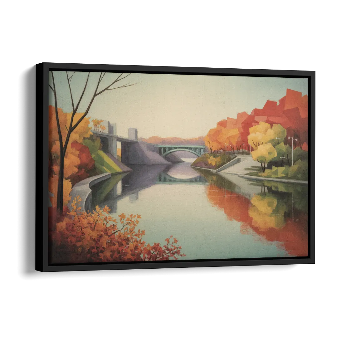 Niagara Parkway Autumn Scenic Side - Black Canvas Wall Art