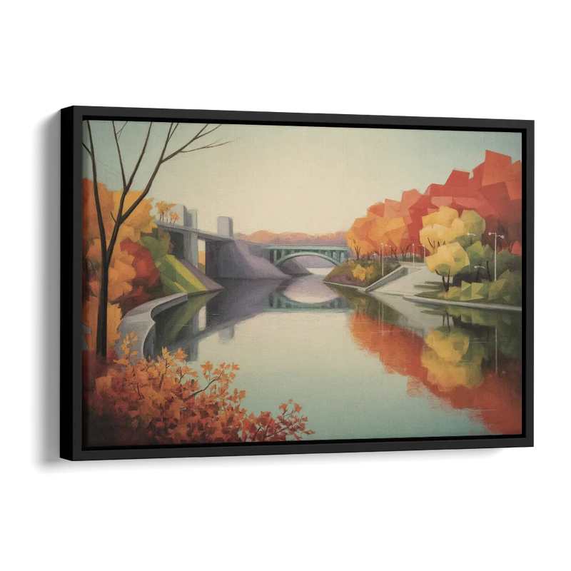 Niagara Parkway Autumn Scenic Side - Black Canvas Wall Art