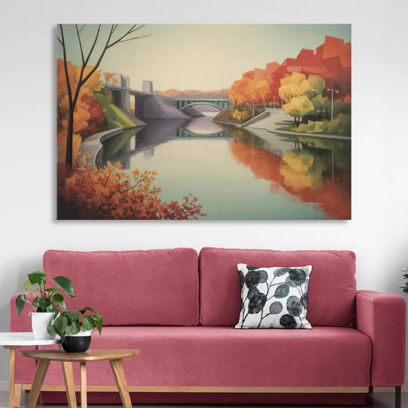 Niagara Parkway Autumn Scenic Sitting Room - Canvas Wall Art