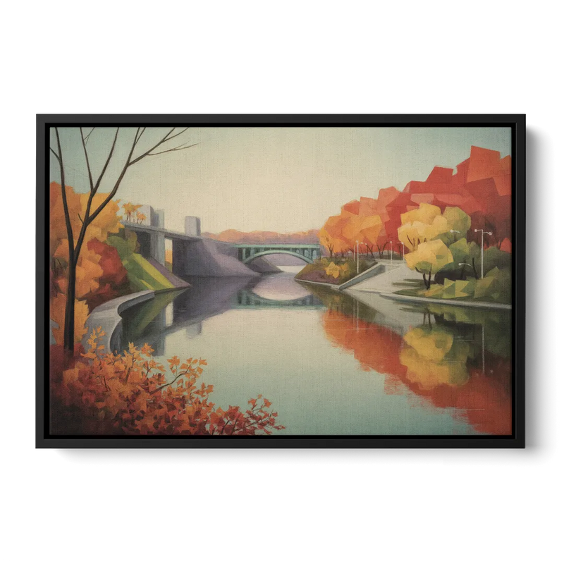 Niagara Parkway Autumn Scenic Front - Black Canvas Wall Art
