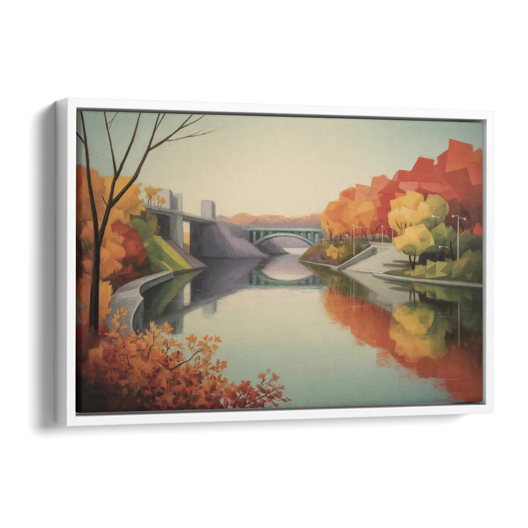 Niagara Parkway Autumn Scenic Side - White Canvas Wall Art