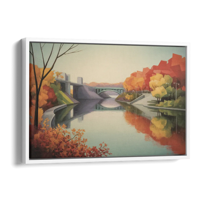 Niagara Parkway Autumn Scenic Side - White Canvas Wall Art
