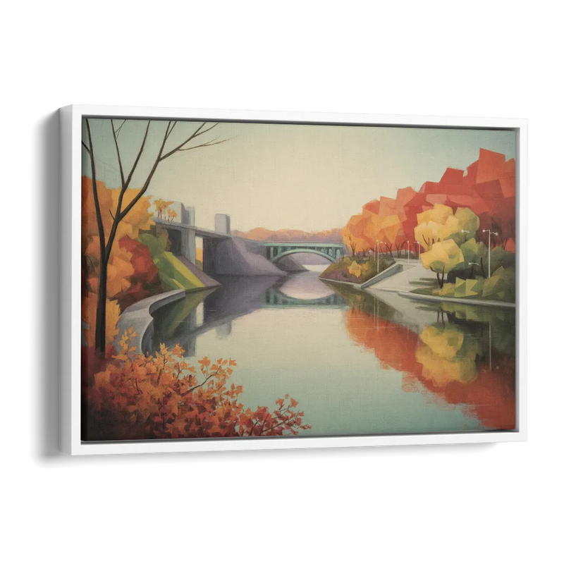 Niagara Parkway Autumn Scenic Side - White Canvas Wall Art
