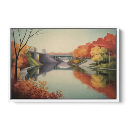 Niagara Parkway Autumn Scenic Front - White Canvas Wall Art
