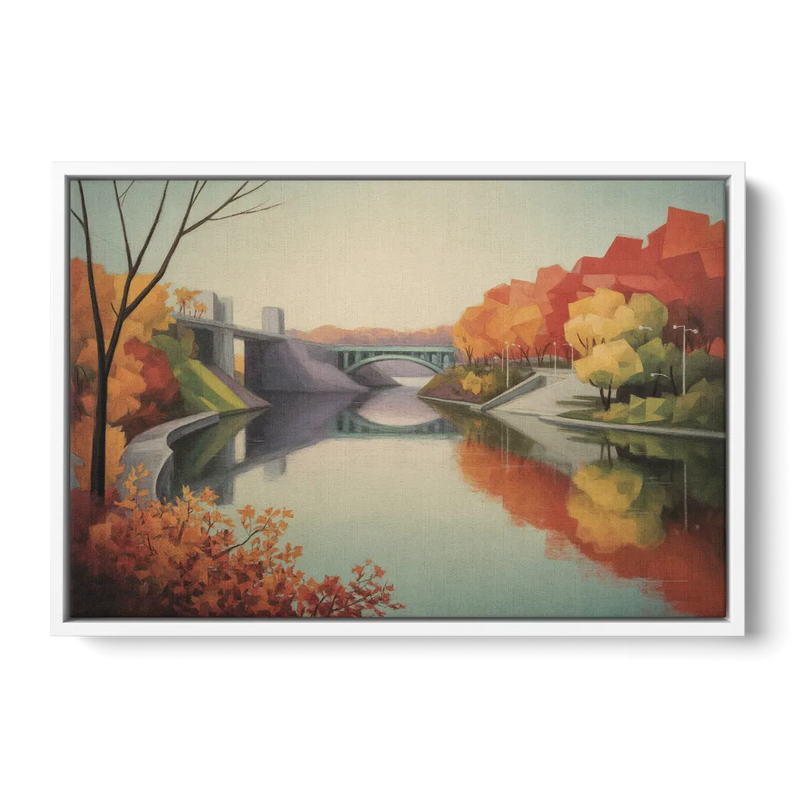 Niagara Parkway Autumn Scenic Front - White Canvas Wall Art