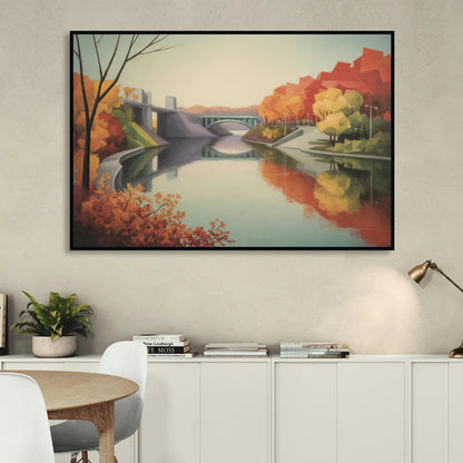Niagara Parkway Autumn Scenic Living Room - Black Canvas Wall Art