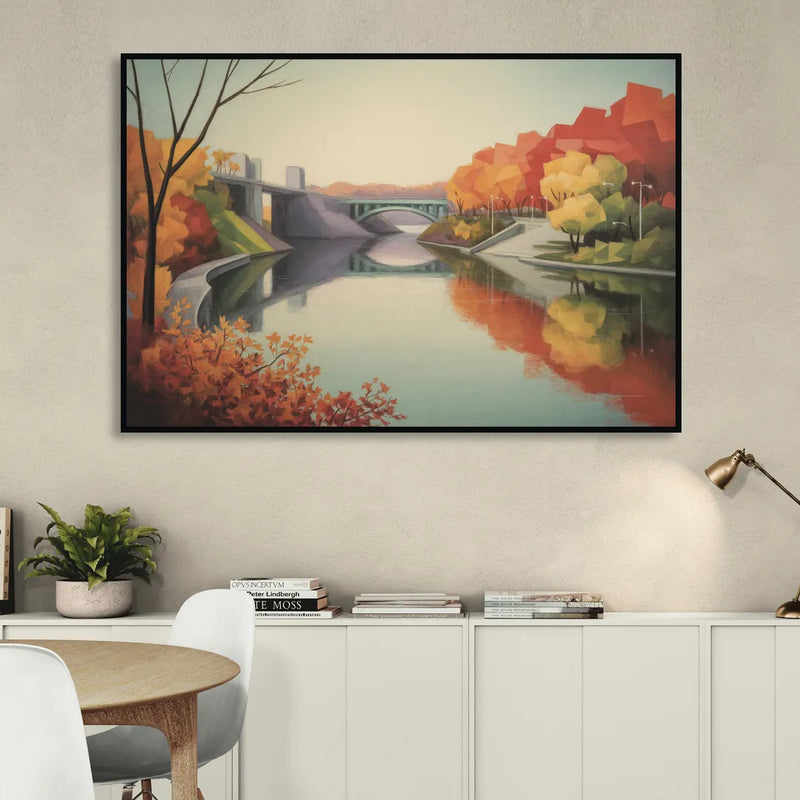 Niagara Parkway Autumn Scenic Living Room - Black Canvas Wall Art