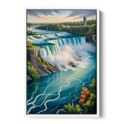 Niagara River Rapids Front - White Canvas Wall Art