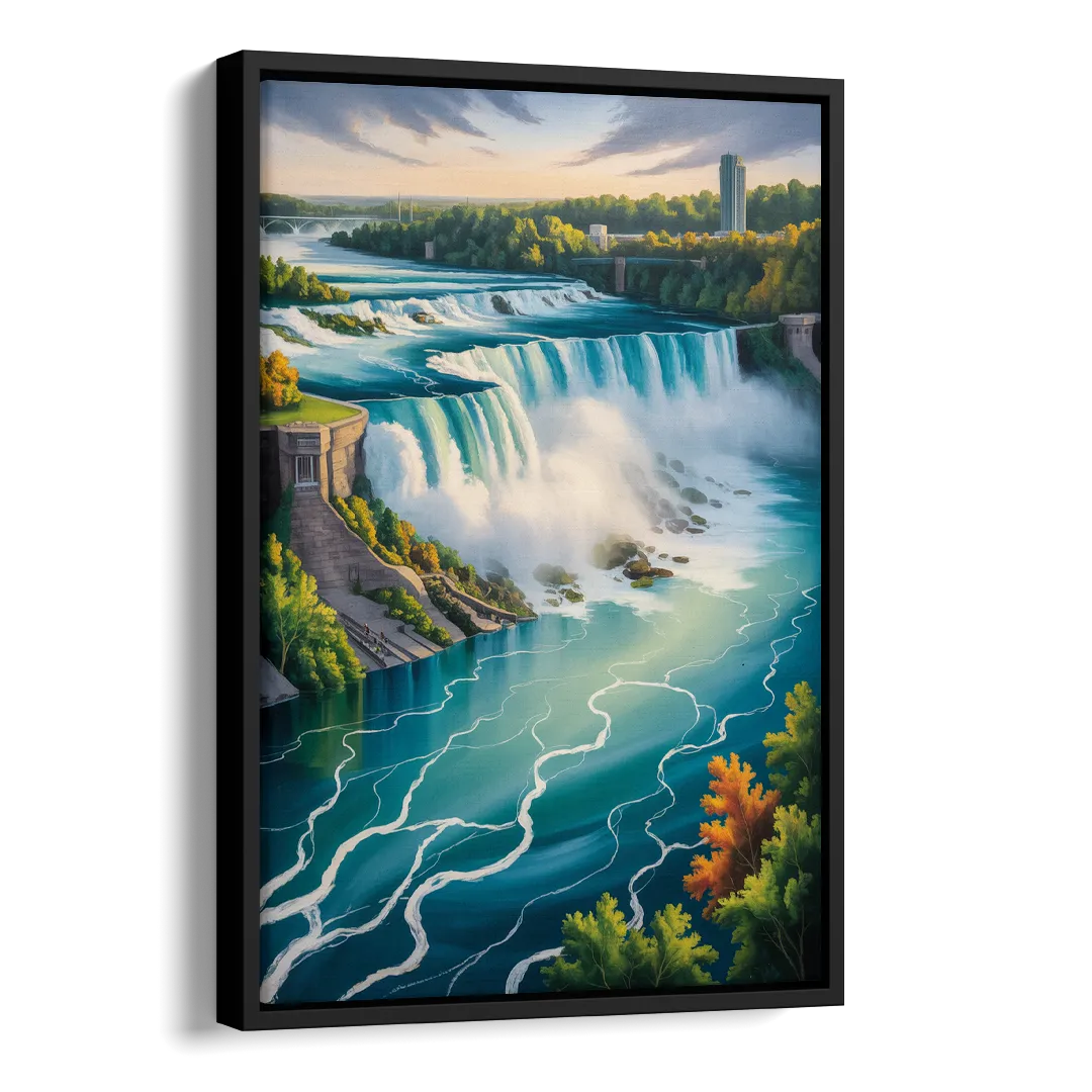 Niagara River Rapids Side - Black Canvas Wall Art