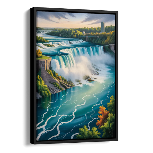 Niagara River Rapids Side - Black Canvas Wall Art