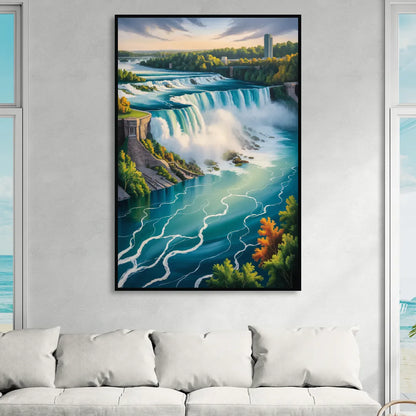 Niagara River Rapids Living Room - Black Canvas Wall Art