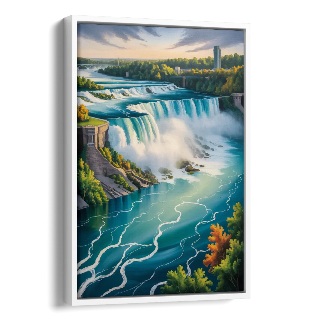 Niagara River Rapids Side - White Canvas Wall Art