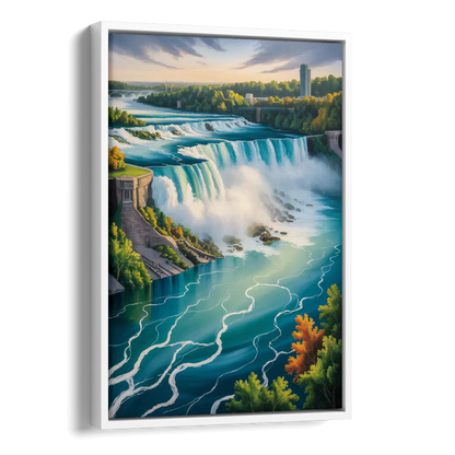 Niagara River Rapids Side - White Canvas Wall Art
