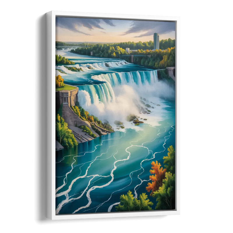 Niagara River Rapids Side - White Canvas Wall Art