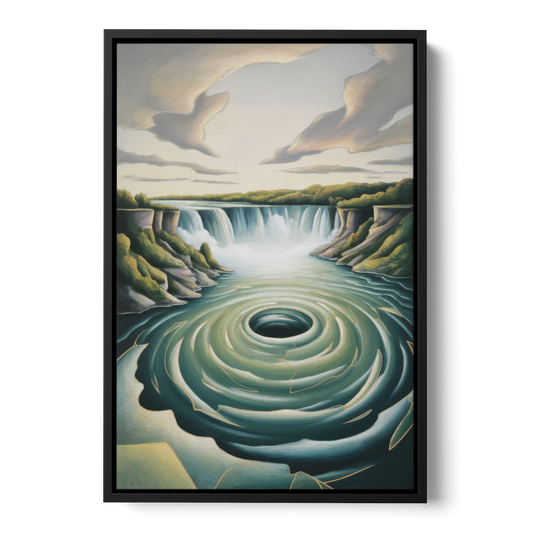 Niagara Whirlpool Aerial - Black Framed Canvas Wall Art - Front