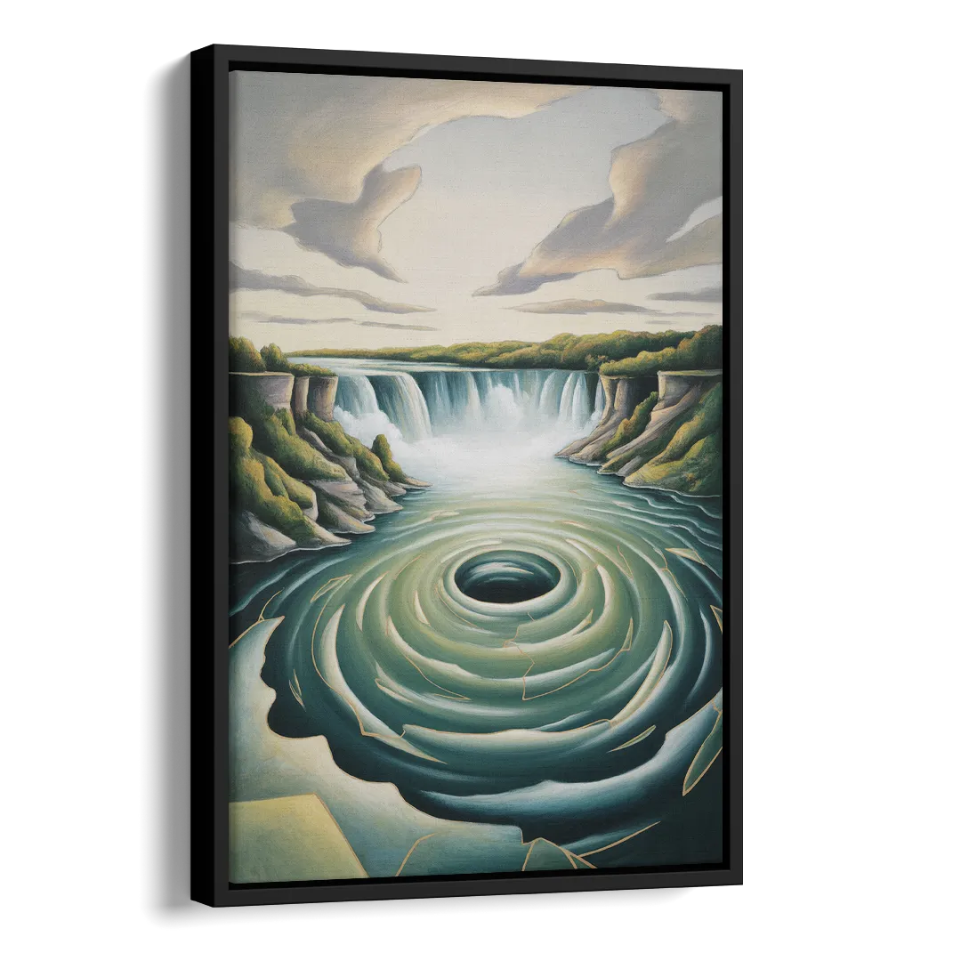 Niagara Whirlpool Aerial Side - Black Canvas Wall Art