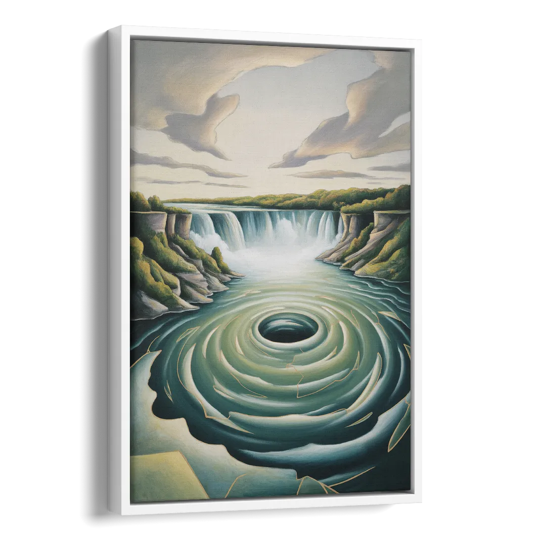 Niagara Whirlpool Aerial Side - White Canvas Wall Art