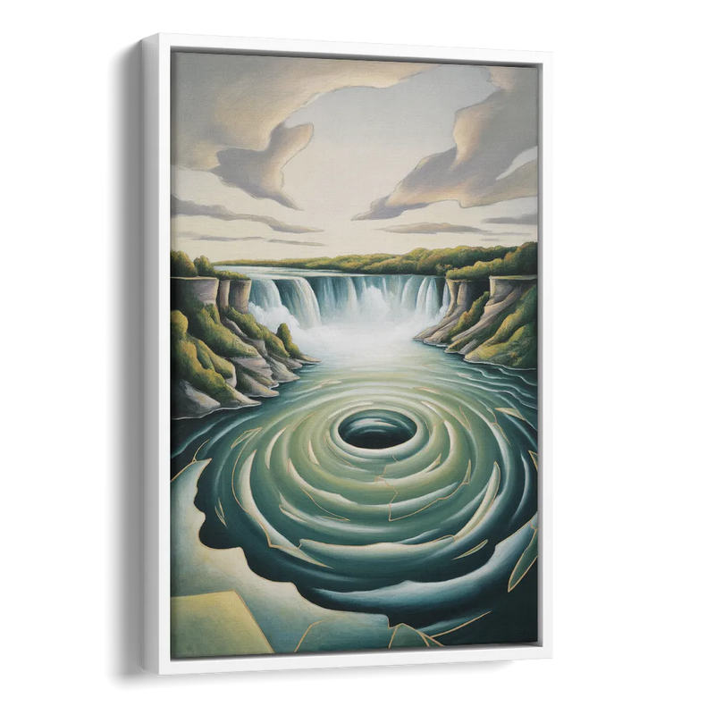 Niagara Whirlpool Aerial Side - White Canvas Wall Art