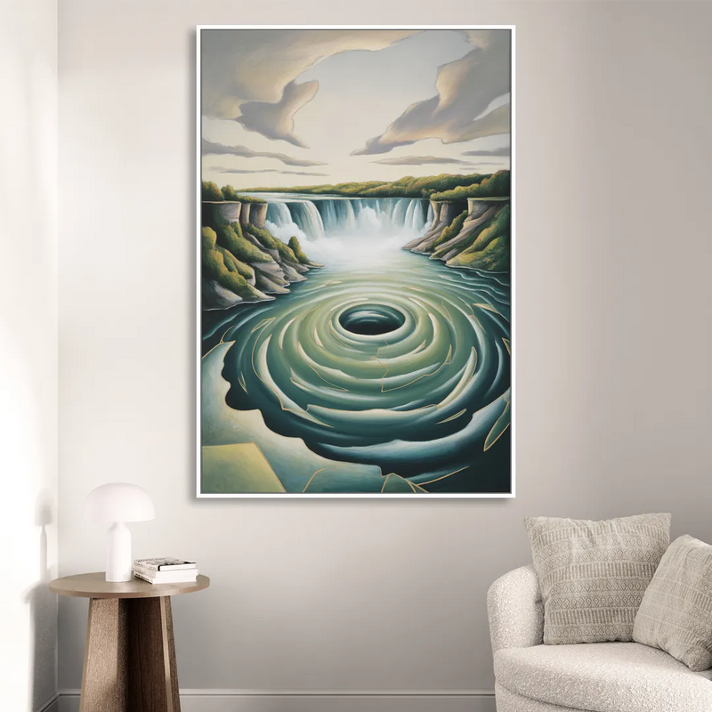 Niagara Whirlpool Aerial Living Room - White Canvas Wall Art