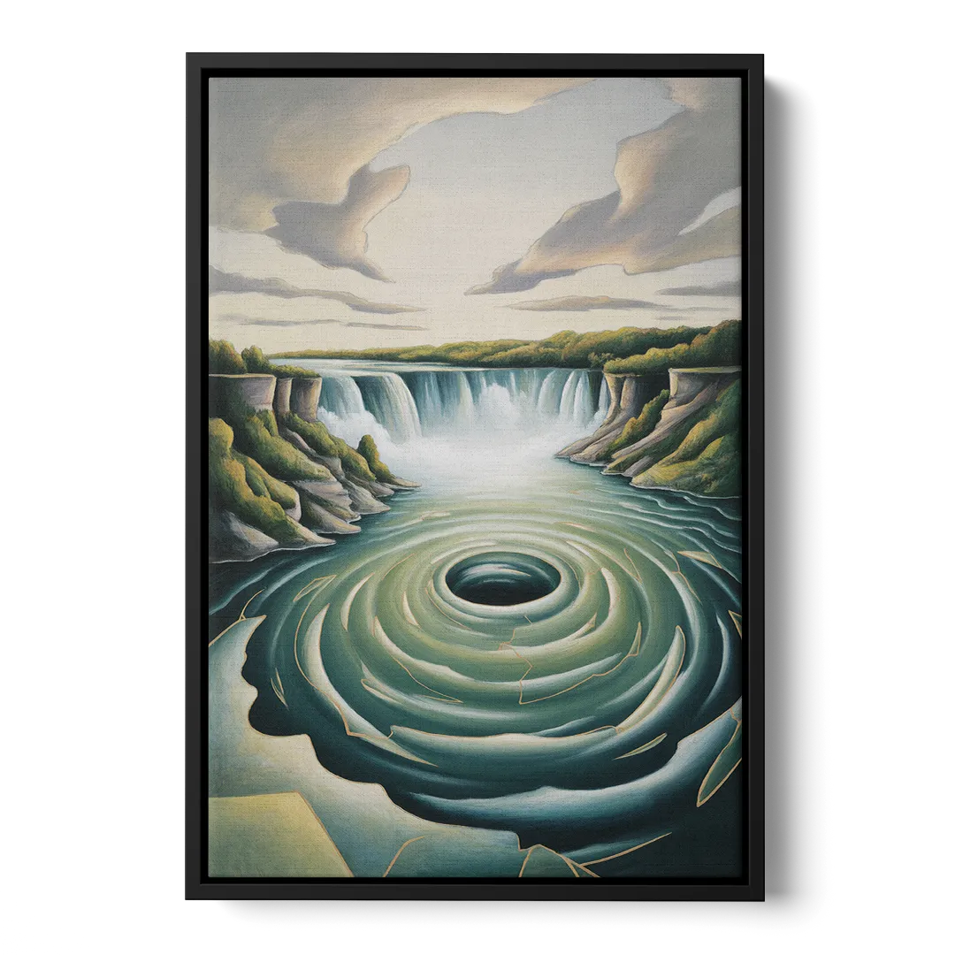 Niagara Whirlpool Aerial Front - Black Canvas Wall Art