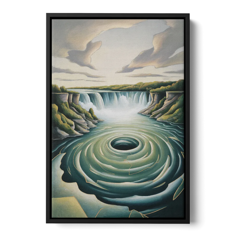 Niagara Whirlpool Aerial Front - Black Canvas Wall Art