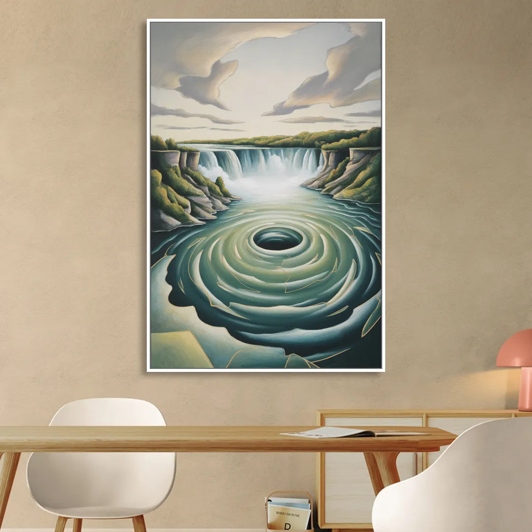 Niagara Whirlpool Aerial Sitting Room - White Canvas Wall Art