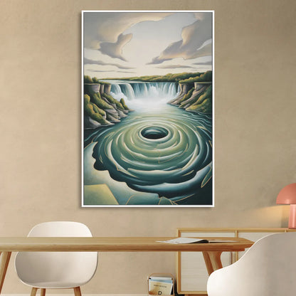 Niagara Whirlpool Aerial Sitting Room - White Canvas Wall Art
