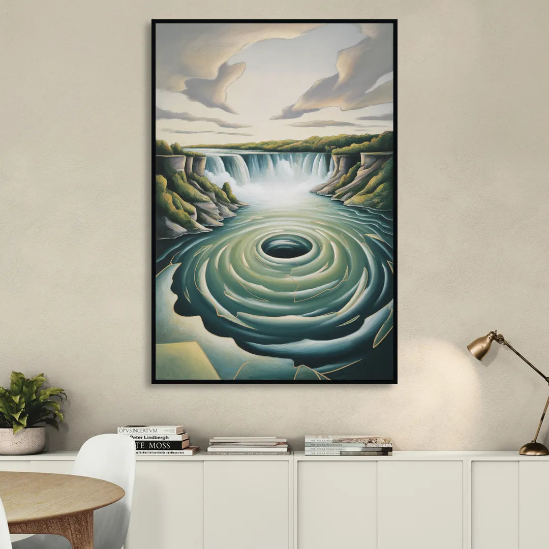 Niagara Whirlpool Aerial Living Room - Black Canvas Wall Art