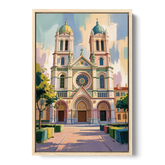 Nice Cathedral - Oak Framed Canvas Wall Art - Front