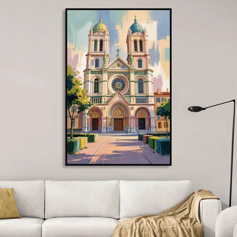 Nice Cathedral Living Room - Black Canvas Wall Art