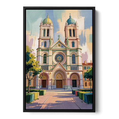 Nice Cathedral Front - Black Canvas Wall Art