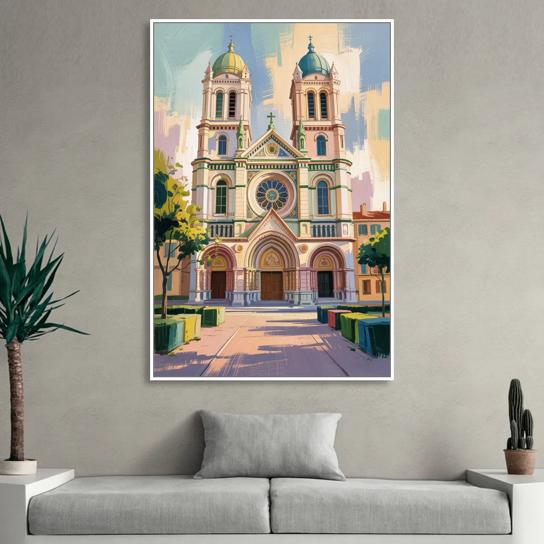 Nice Cathedral Living Room - White Canvas Wall Art