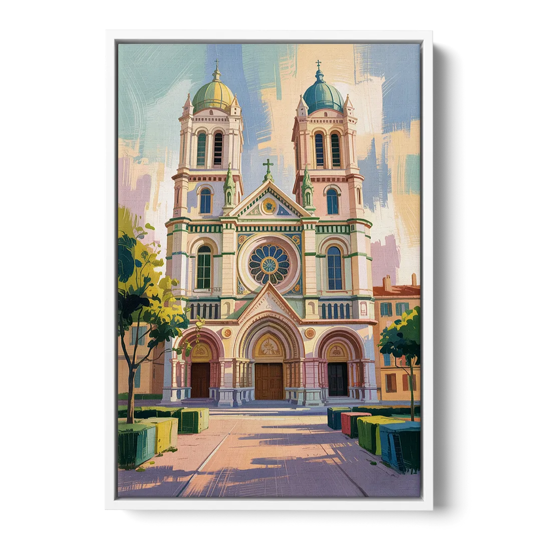 Nice Cathedral Front - White Canvas Wall Art