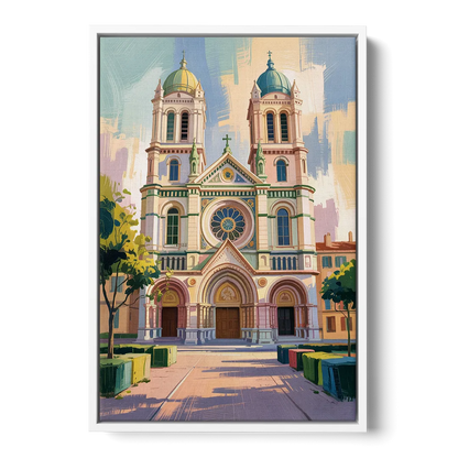 Nice Cathedral Front - White Canvas Wall Art